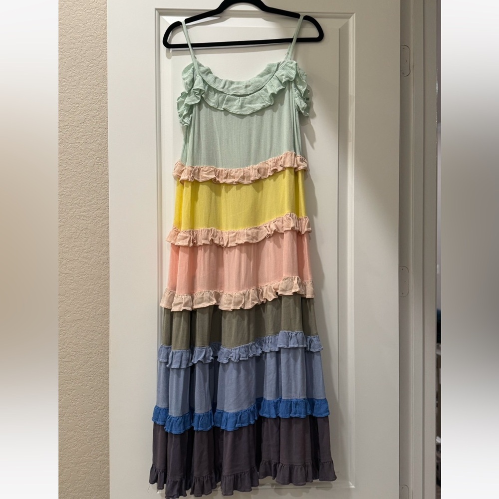 Multicolor Ruffle Tiered Women dress good quality fabric